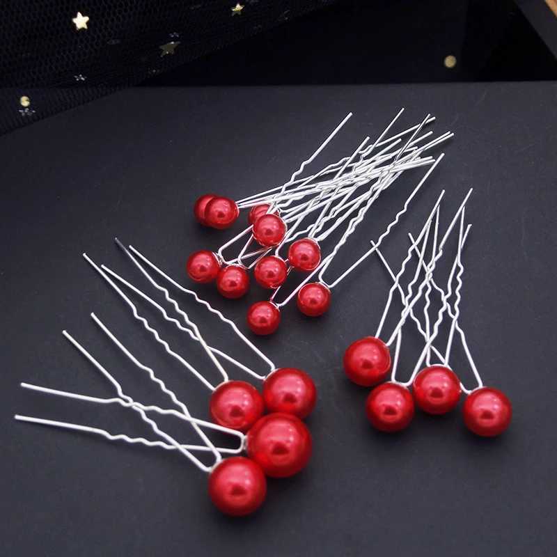 Fashion U-shaped Pin Pink Barrette Clip Hairpins Purple Pearl Bridal Tiara Hair Accessories Wedding Hairstyle Design ToolsX240913