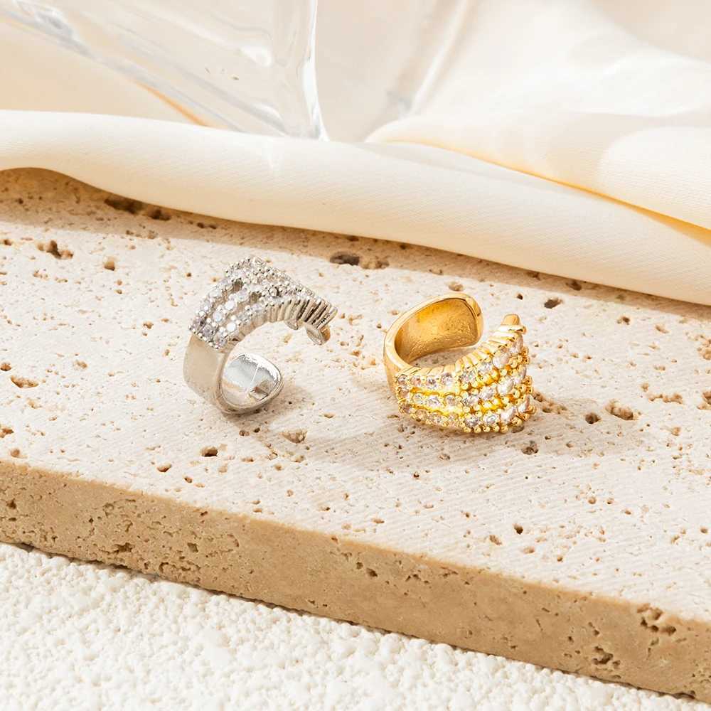 ZHONGVI Bohemian No Piercing Copper Inlaid Zircon Ear Cuff Wrap Stud Clip Earrings For Women Girl Trendy Earrings Jewelry BijouxX240913