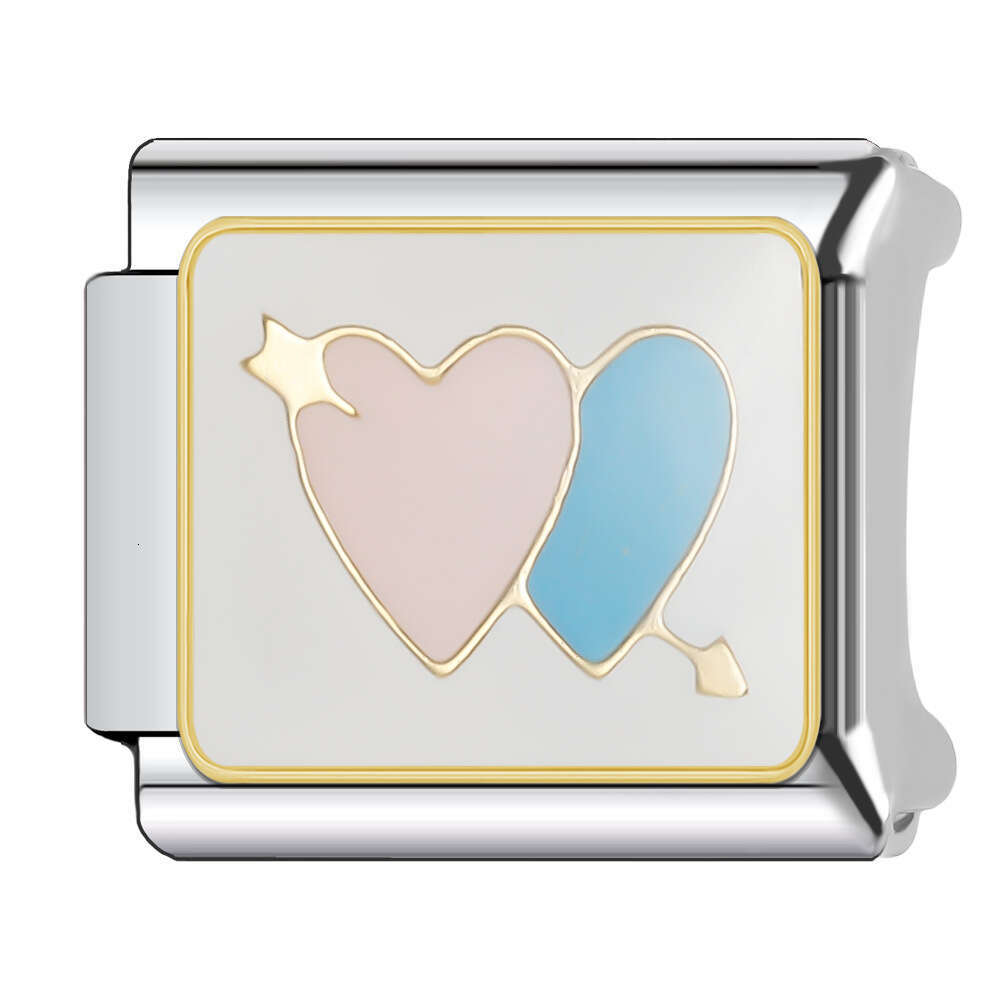 New Women's Gift beautiful flower rainbow sweet heart Bead Italian Charms Links Bangle Beads Fit 9mm Stainless Steel Bracelet Making DIY For Wome