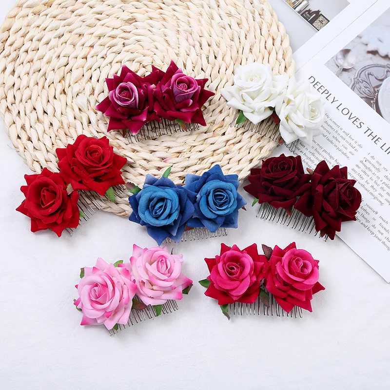 Floral Hair Combs 2023 Summer Wedding Hair Accessoires Fairy Flower Girls Hairpins Hair Clip Crown Bride Charm Headpiece JewelryX240913