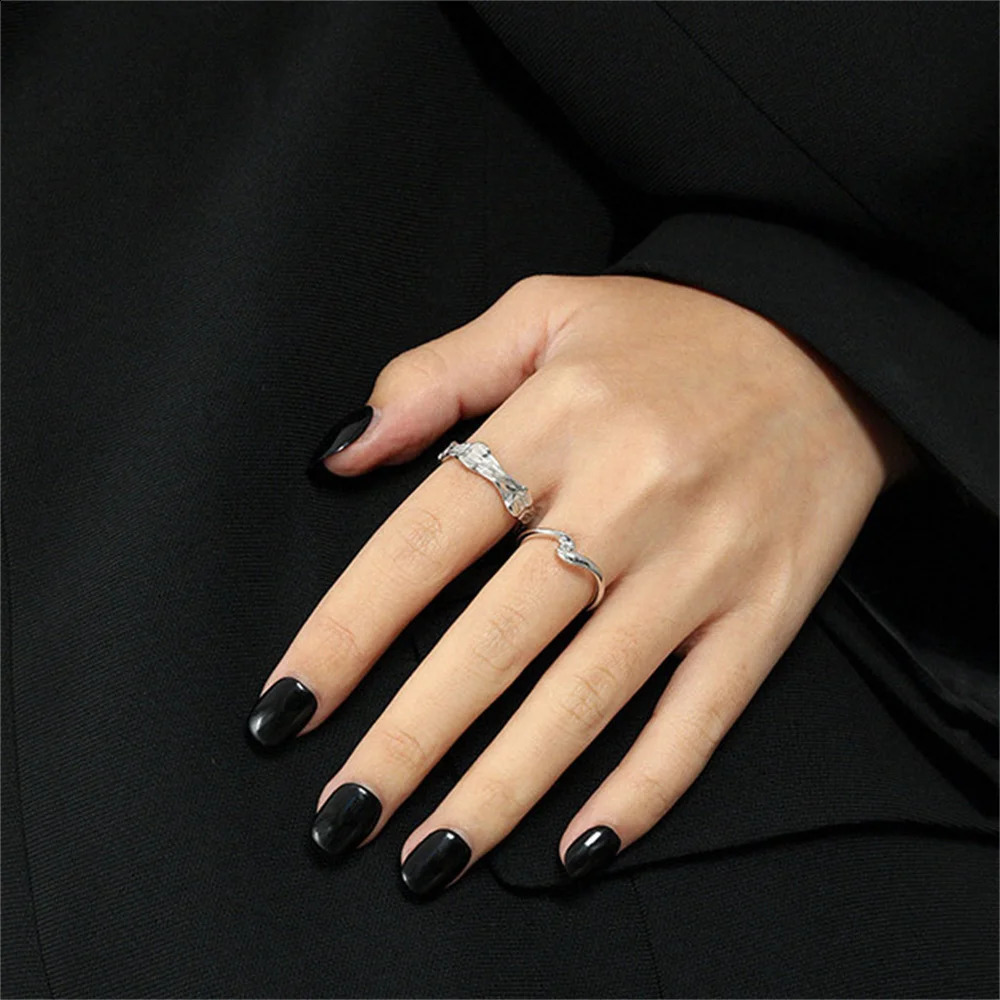 ANDYWEN 925 sterling silver gold elastic geometric irregular adjustable ring for ordinary women ious exquisite jewelry 240906