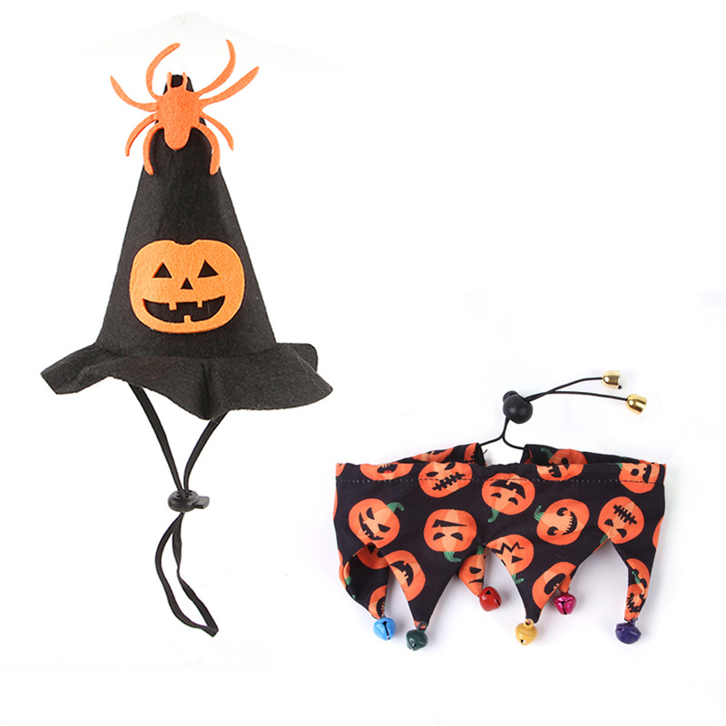 Cat Witch Halloween Costume Suit Small Dogs & Cats Tutu Collar and Witch Pumpkin Hat Cute Costume Suit Kitten Outfit Clothing