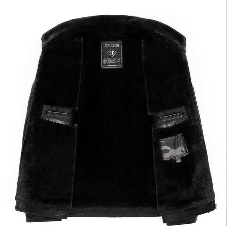 2023 Autumn And Winter Mens High End Natural Leather Coat Lamb Fur Collar Middle Aged And Youth Jacket Business Casual WearX240913