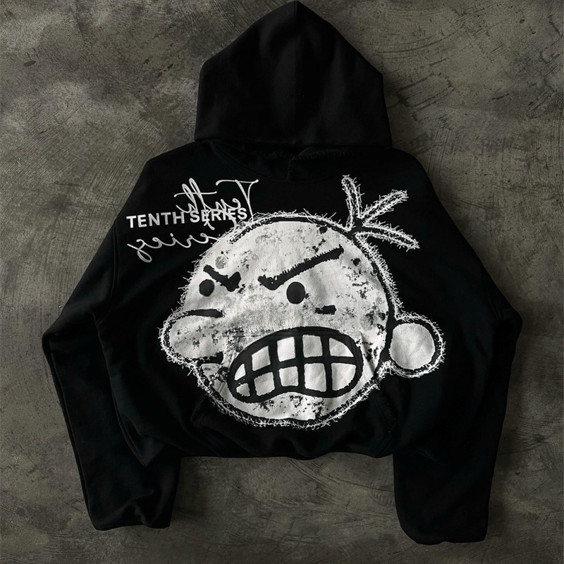 Streetwear Hoodie Y2k Hip Hop Graphic Print Oversized Hoodie Sweatshirt Mens Punk Rock Gothic Pullover Hoodie Clothes 240814