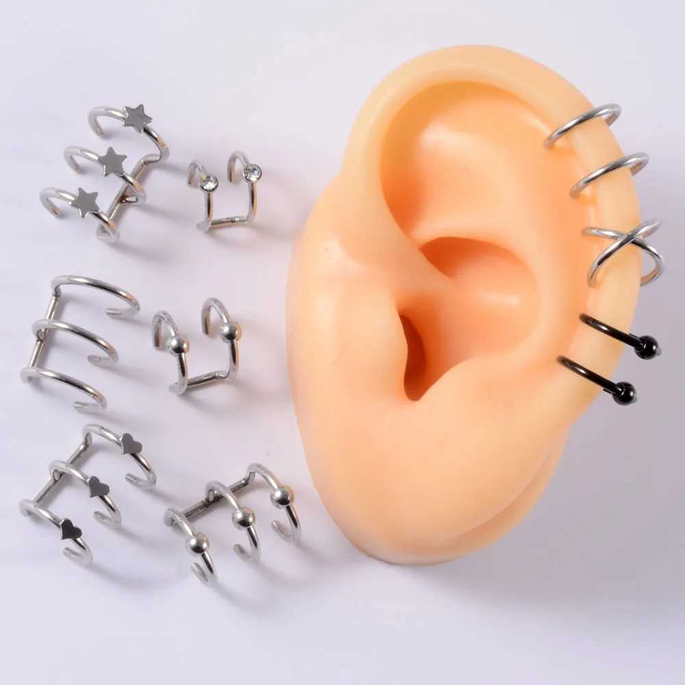 1PC Fashion Stainless Steel Ear Cuffs No-Drill Lip Ring Nose Septum Women Earrings Clip No Piercing Body Piercing JewelryX240913