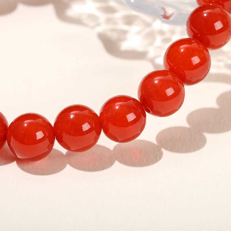 JD Natural Stone Red Agate Bead Bracelet Womens Fashion 6 8 10mm Canelian Bead Braided Rope Bracelet Yoga Balance Lucky Jewelry W240913