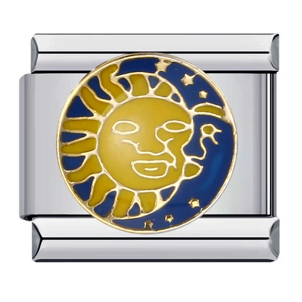 Starry Universe Series Titanium Welded Pattern Bead Italian Charm Bracelet Links Stainless Steel Fit 9Mm Jewelry DIY Making Gifts