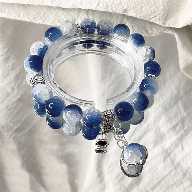 Fashion Design Gradient Crystal Bead Bracelet Womens Retro Butterfly Feather Maple Leaf Tassel Bracelet Jewelry Gift W240913