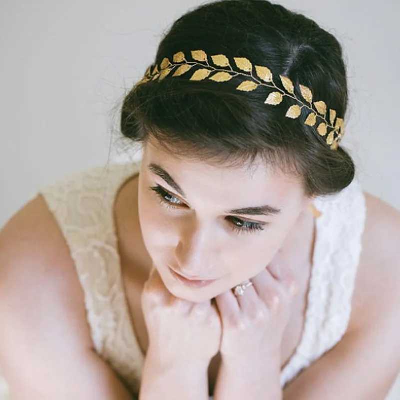 Fashion Gold Silver color Hairbands Bride Leaf Headbands Charm Tiaras Leaves Wedding Hair Accessories Women Hair JewelryX240913