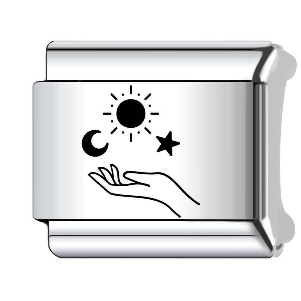 New Women's Gift Unique moon Bead Italian Charms Links Bangle Beads Fit 9mm Stainless Steel Bracelet Making DIY For Women Fashion Jewelry