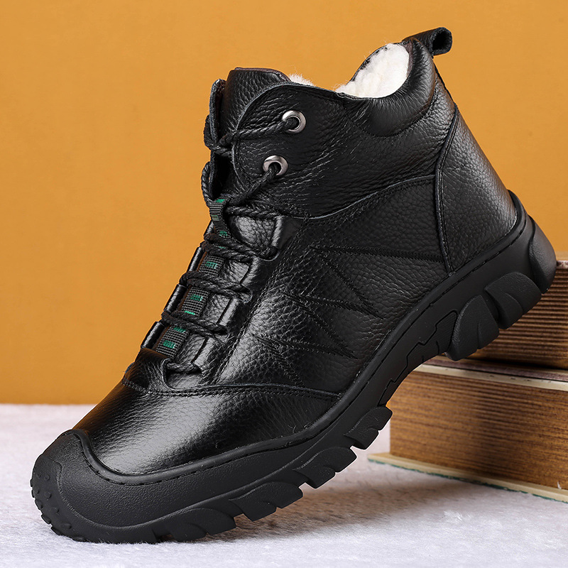 Brand Winter Men Snow Warm Plush Waterproof Leather Ankle Outdoor Non-slip Men's Hiking Boots Sneakers44 69e8