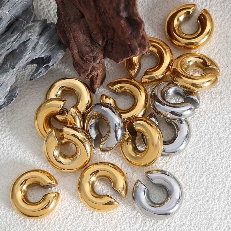 MHS.SUN Chunky Smooth Ear Clip For Women Punk Non Piercing C Shape Earclip Statement Thick Cartilage Cuff Earrings Jewelry GiftsX240913