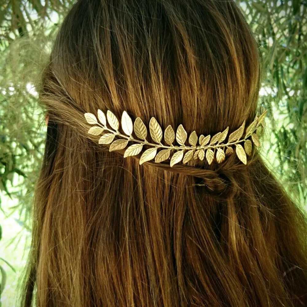 Greek Goddess Leaf Hair Combs For Women Metal Leaf Hairpins Jewelry Bridal Headpiece French Wedding Engagement Hair AccessorieX240913
