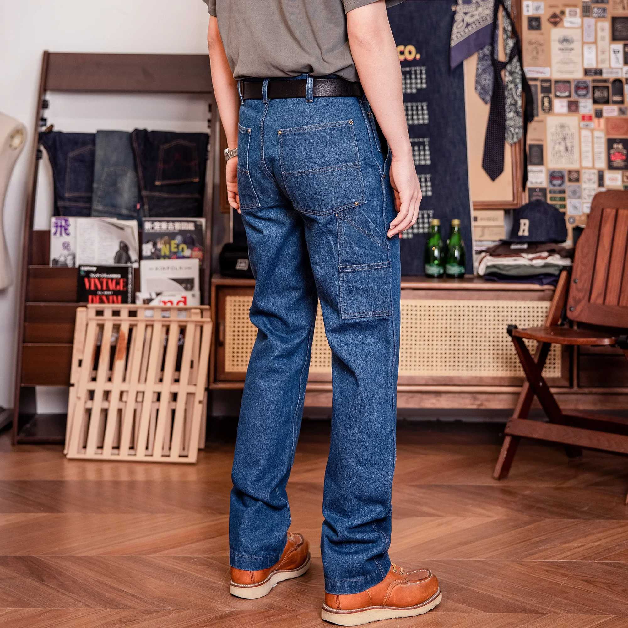 Super Heavy Weight 15oz Indigo Selvage Washed Pants SanfOrised Thick High Waist Raw Denim Jean M240912