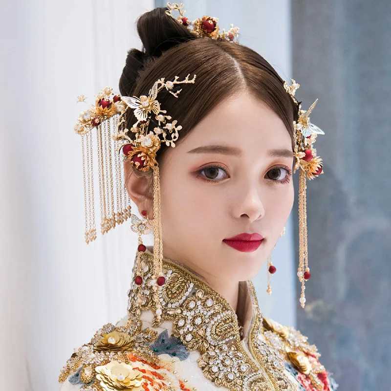 Women Hanfu Hair Combs Traditional Chinese Wedding Hair Accessories Headband Stick Headdress Head Jewelry Bridal Headpiece PinX240913