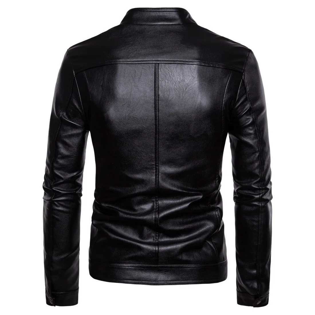 Stand-up Collar Type Mens Motorcycle Leather Jacket Washed PU Leather Jacket for MenX240913