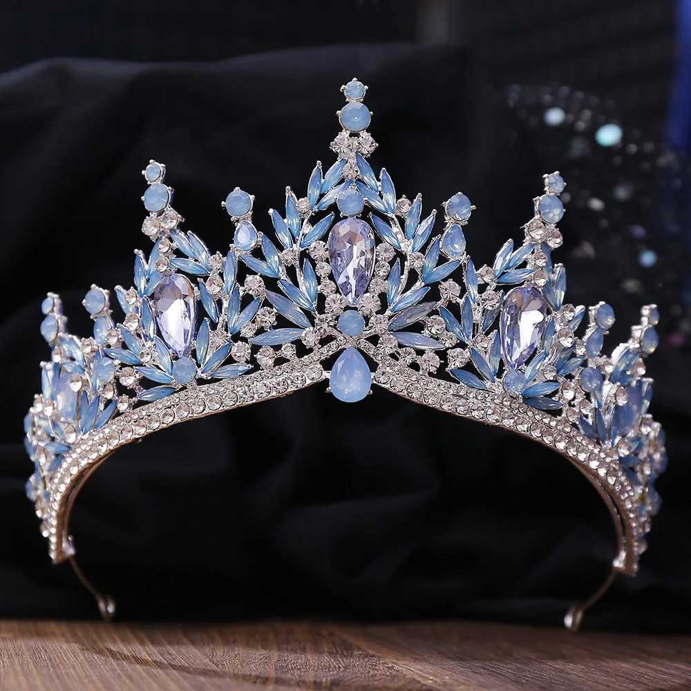 DIEZI 9 Colors Baroque Luxury Big Water Drop Crystal Tiara For Women Wedding Girls Birthday Party Elegant Crown Hair AccessoriesX240913