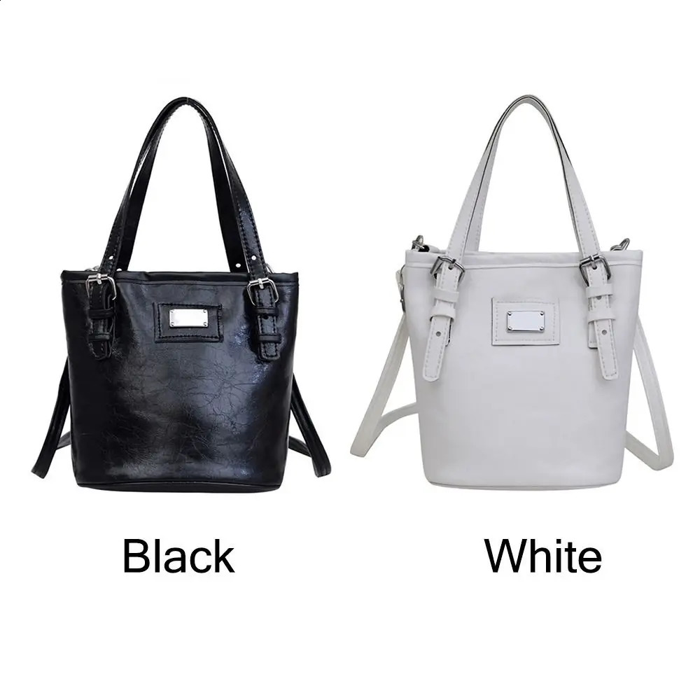 PU ethnic style shoulder bag creative black and white high-quality cross body bag womens fashion bucket handbag 240912