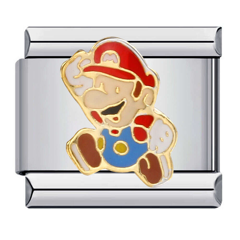 Classic Cartoon Character bead Titanium Gold Plated DIY Welding Pattern Bracelet Italian Charm Links Stainless Steel Fit 9mm Bracelet Jewelry DIY Maki