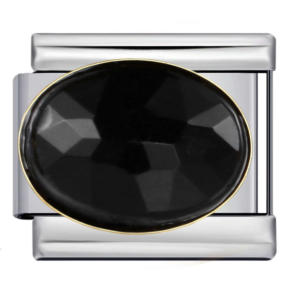 Stainless Steel Welding Elliptical Colored Stone DIY Elastic Bracelet Accessories Italian Charm Links Stainless Steel Fit 9mm Bracelet Jewelry DIY Mak