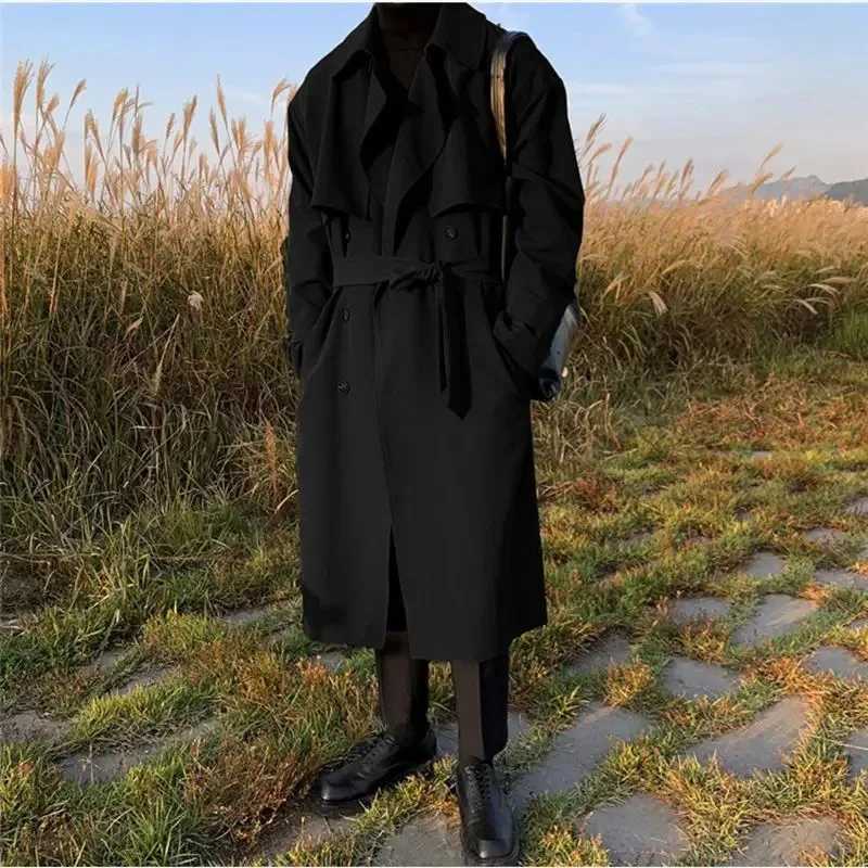Mens New Spring Trench Coats Korean Mens Overcoat for Male Long Windbreaker Streetwear Fashion Men Coat Outer Wear Clothing Y240913