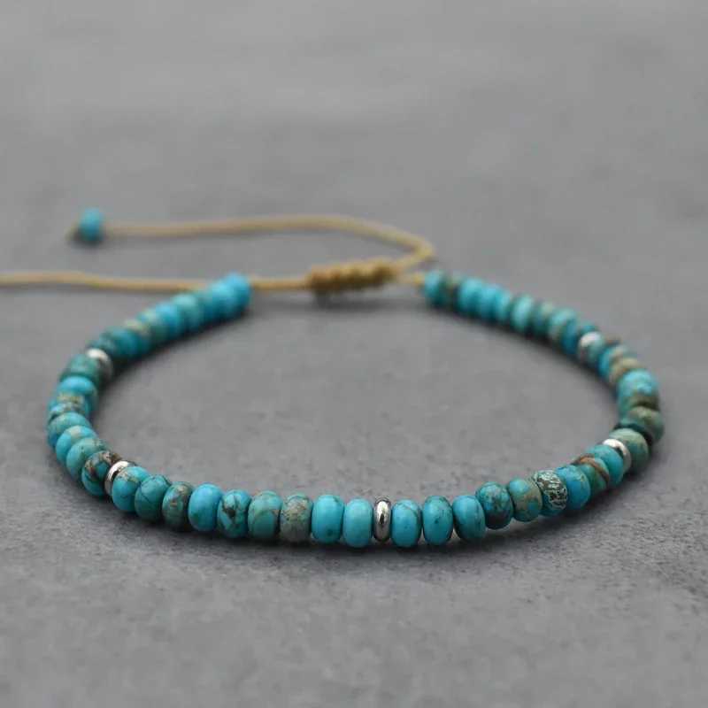 Natural stone bead woven bracelet small Labrador agate bracelet mens handmade yoga bracelet adjustable jewelry W240913