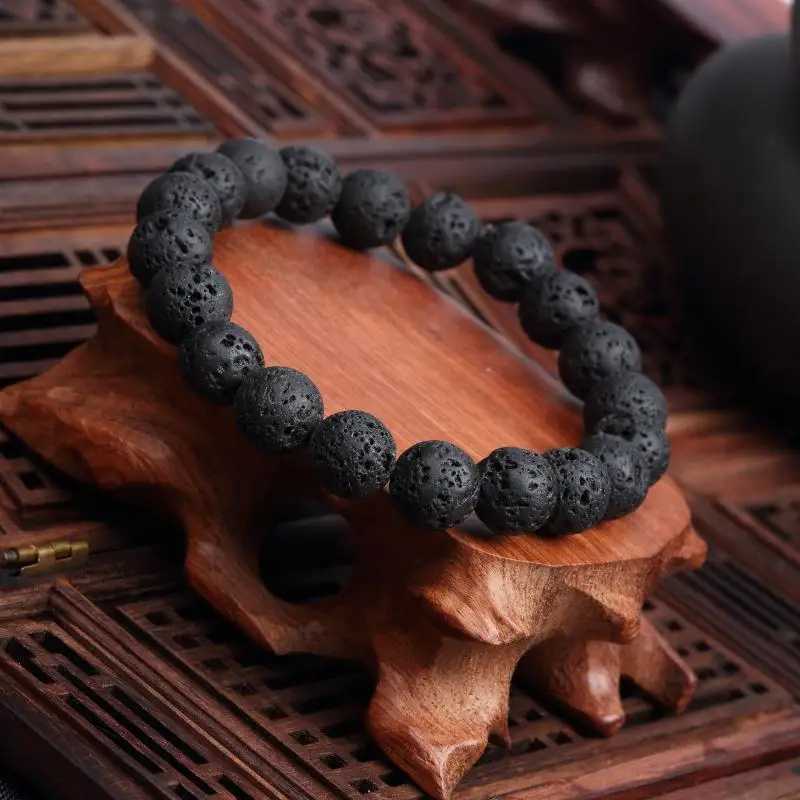 1 piece of 8mm trend lava stone natural stone bead bracelet mens charm bracelet jewelry gift W240913