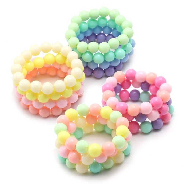 10 pieces/set of childrens charm bracelets childrens cute mini colored pearl bead elastic bracelets toy jewelry wristbands party decorations W240913