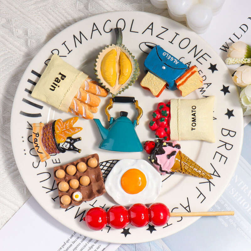 1Pc Simulation Food Fridge Magnet Refrigerator Magnetic Sticker Paste Photo Resin Tomato Egg Teapot Milk Home Kitchen Decor Gift