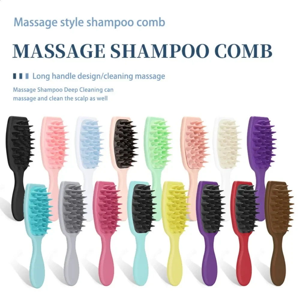 Silicone Shampoo Brush Scalp Massage Head Washing Comb Long Handle Hair Massager Bath Body Scrubber Accessories 240911
