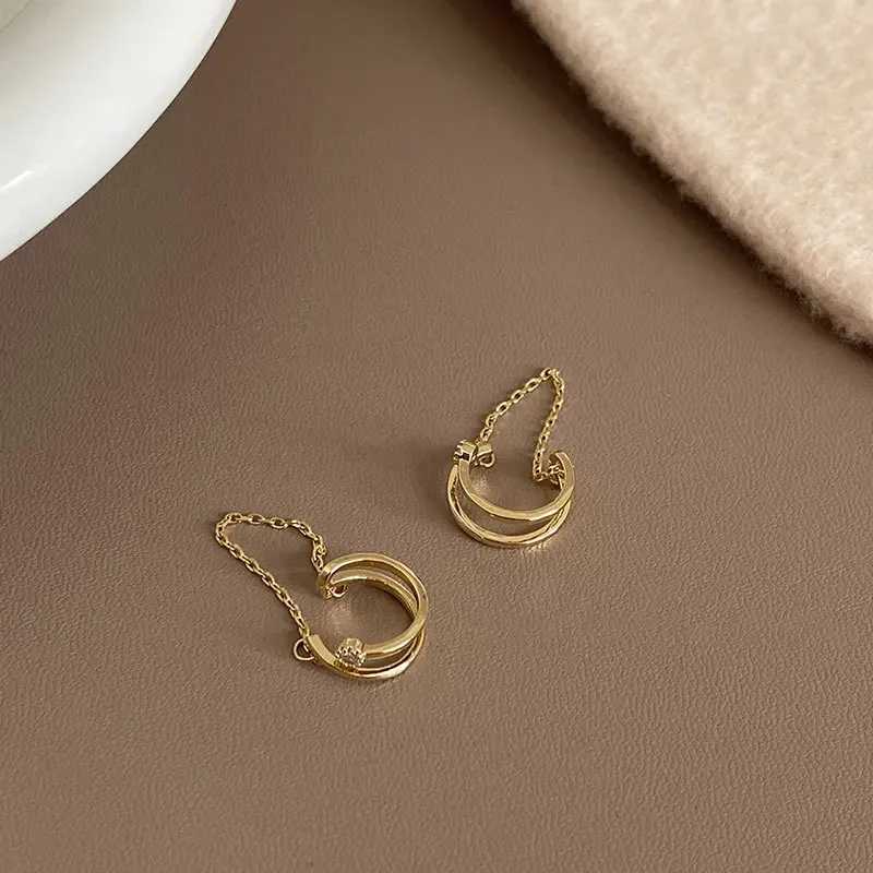 Elviragirl 1 Pcs Korean Fashion Double Layers Crystal Tassel Earcuff Fake Piercing Ear Cuff Clip on Earrings for Women JewelryX240913