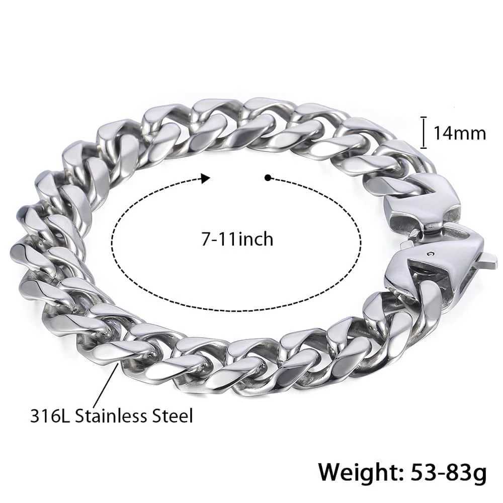Davieslee Matte Polished Mens Bracelet Curb Cuban Link Chain 316L Stainless Steel Bracelet 15 mm DHBM109X240913