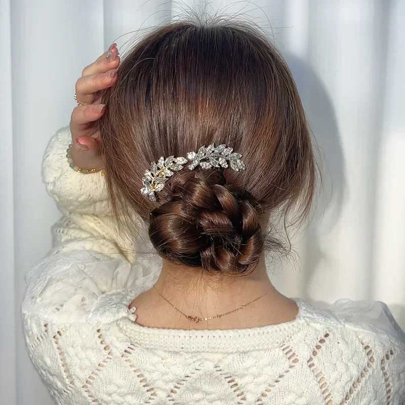 Hot Sale Silver Color Tiara Hair Combs for Women Bride Crystal Headpiece Wedding Head Accessories Bridal Fashion JewelryX240913