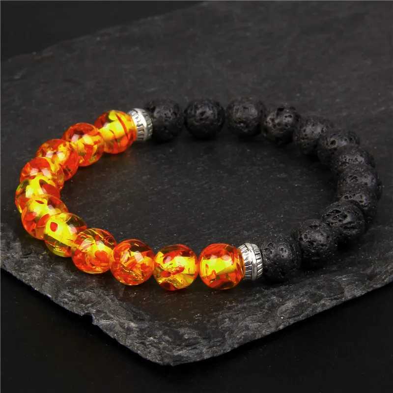 Buddhist Natural Lava Stone Bead Bracelet for Men 8mm Peacock Stone Bead Yoga Treatment Bracelet Prayer Lucky Jewelry Gift W240913
