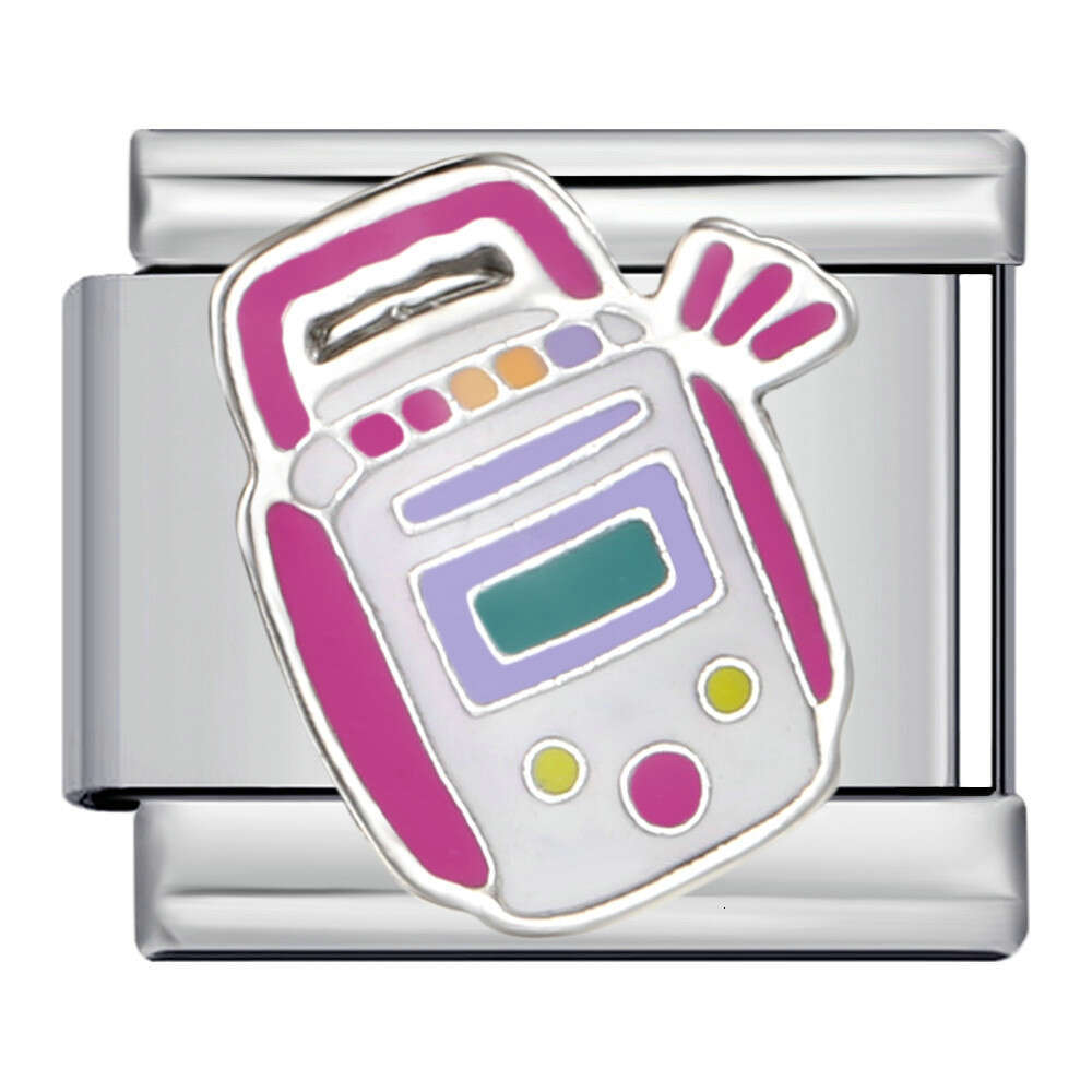 Romantic Pink Girl Heart Bead Titanium Welding Enamel DIY Bracelet Fairy Gift Italian Charm Links Stainless Steel Fit 9Mm Jewelry Making Gifts