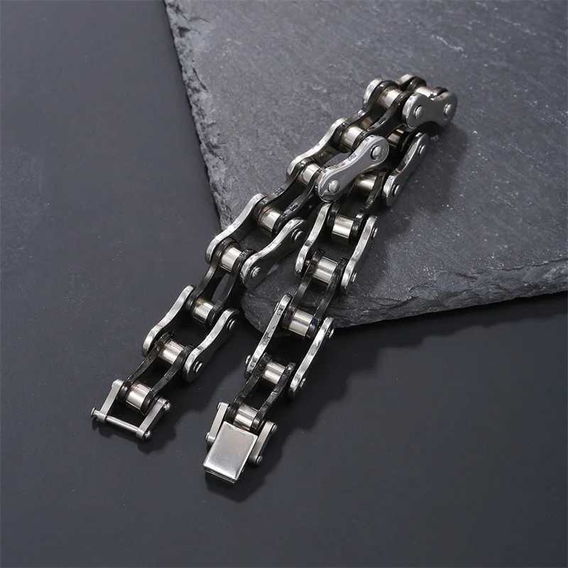 Stainless Steel Biker Chain Bracelet Mens Bracelet Link Chain Motorcycle Bicycle Style Bracelets Fashion Punk Bangles JewelryX240913