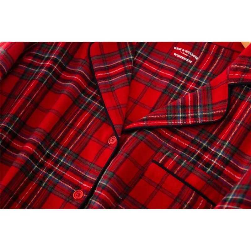 Spring Autumn Men Casual Pajama Sets Male 100% Cotton Sleepwear Suit Couples Matching Long Sleeve Turn-down Collar Shirt Pants Y240913