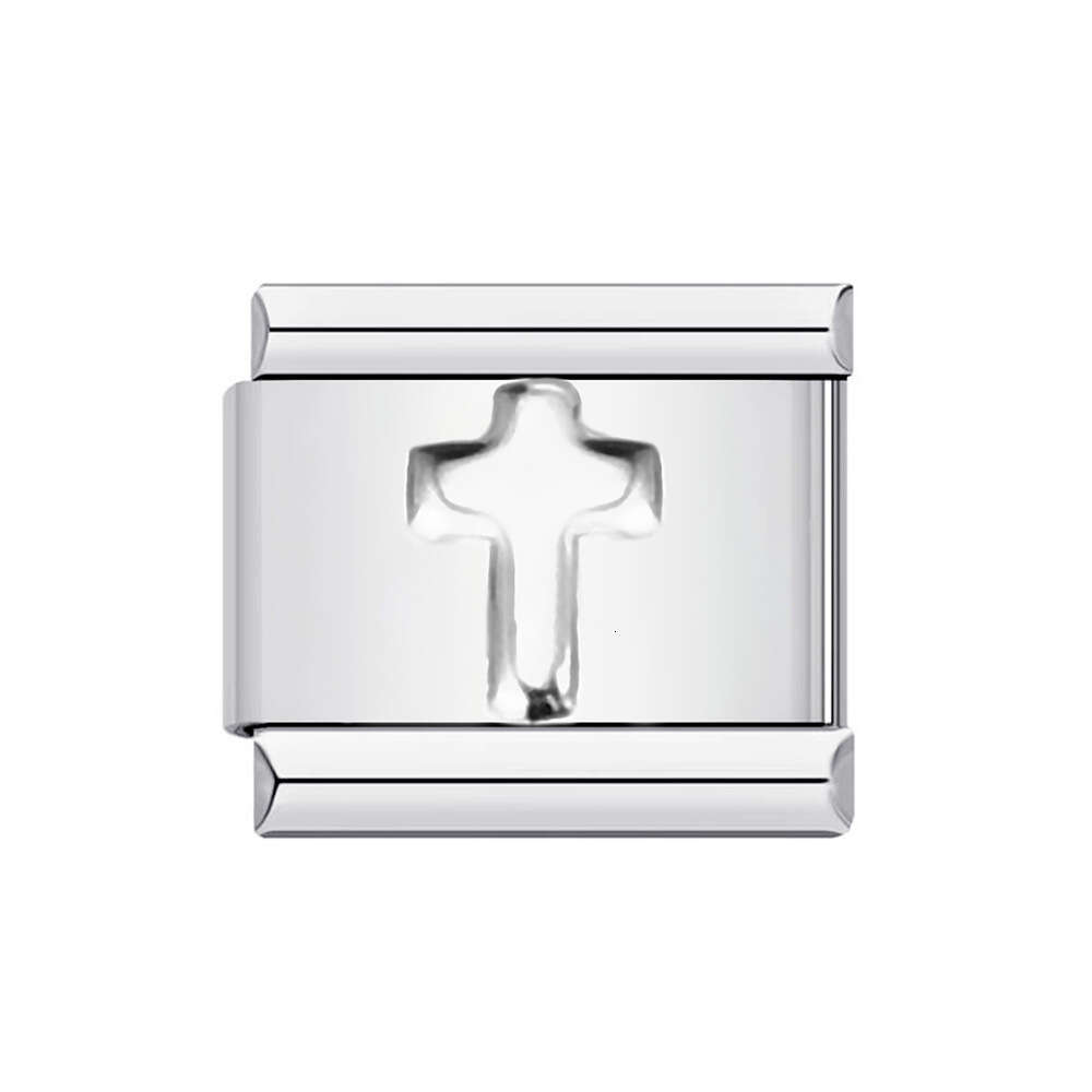 Titanium Gold-Plated Stamping Pattern Enamel DIY Bead Bracelet Italian Charm Links Stainless Steel Fit 9Mm Jewelry Making Gifts