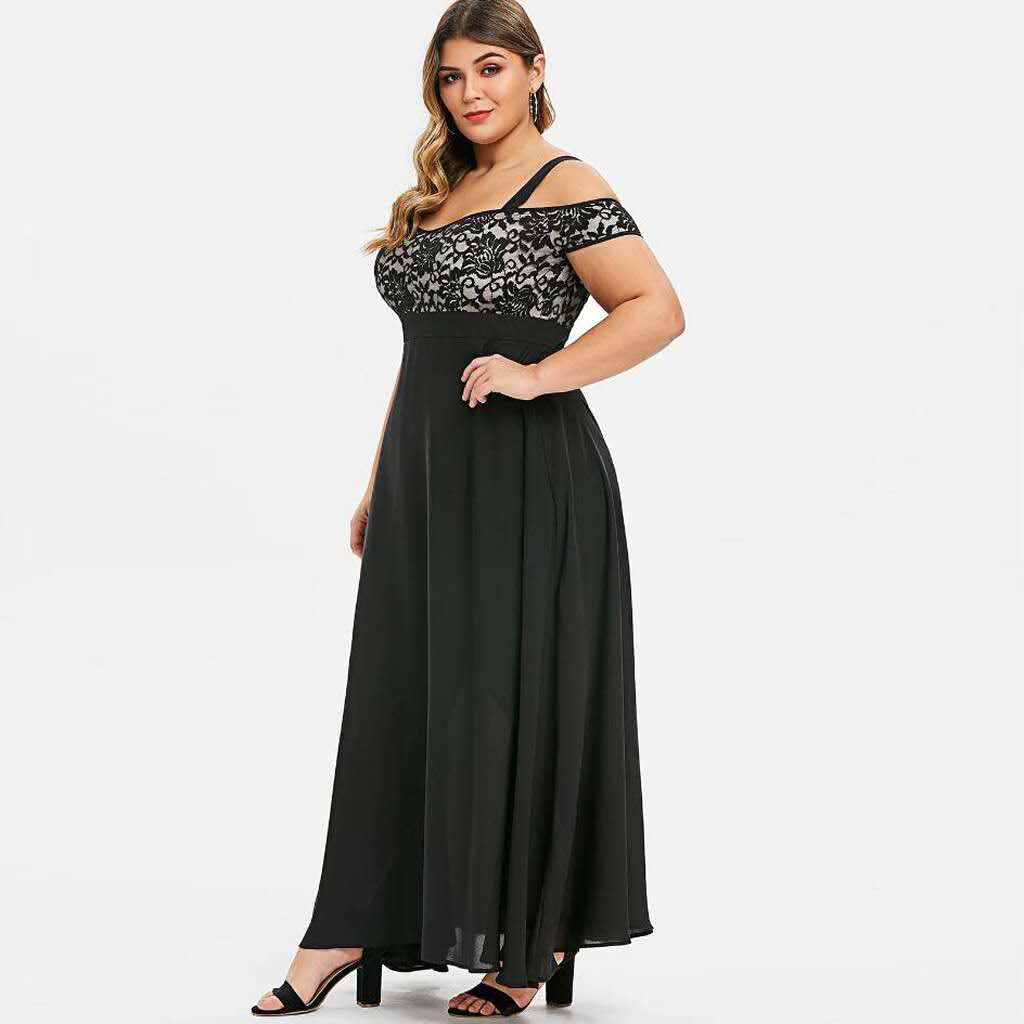 Bridesmaid Dresses for Women Plus Size Sexy Lace Splicing Maxi Dress Cold Shoulder Evening Party Long Dress 4XL 5XL 6XL