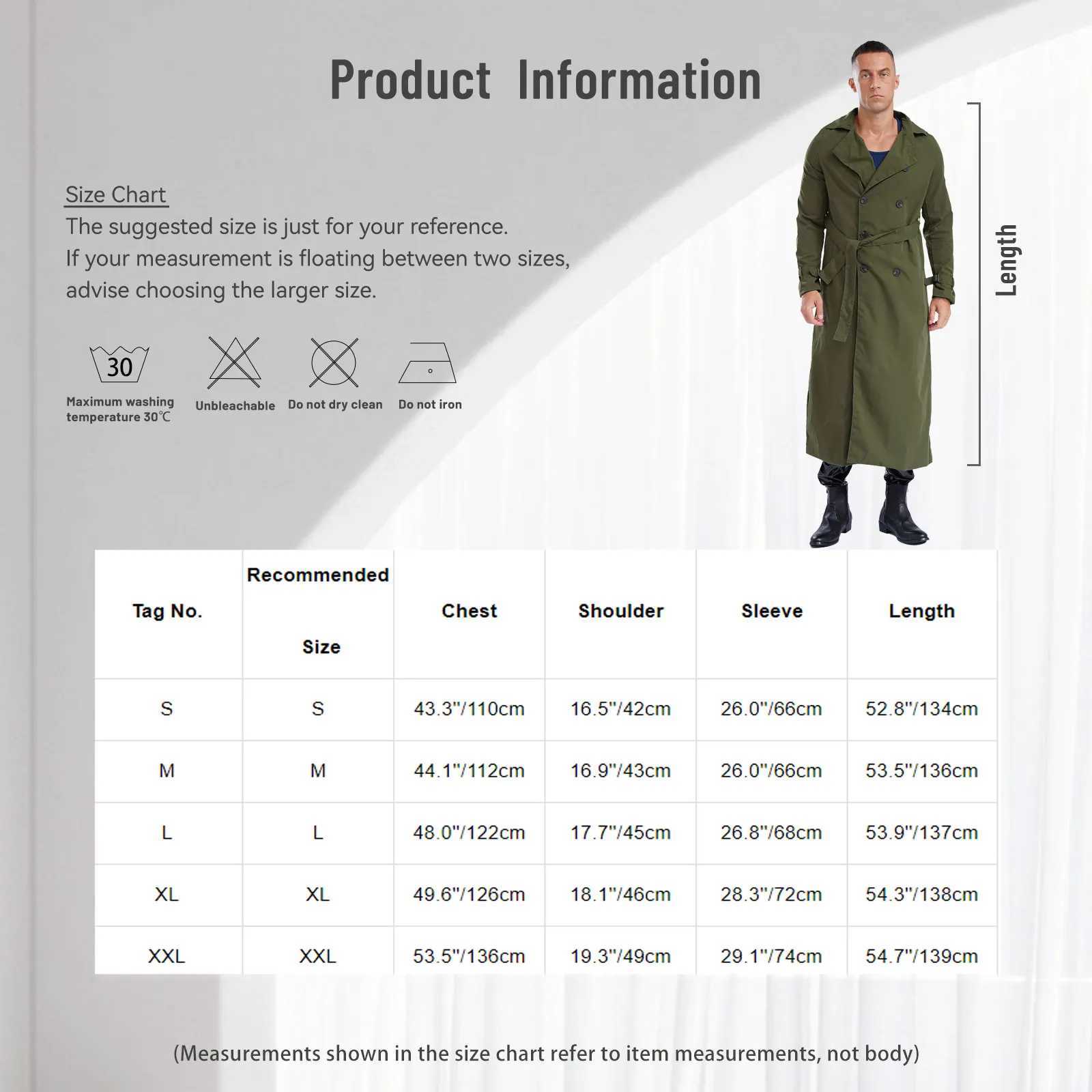 men Motorcycle long jacket double-breasted trench coat Outerwear daily casual wear Long Sleeve Jacket Overcoat with Belt Y240913