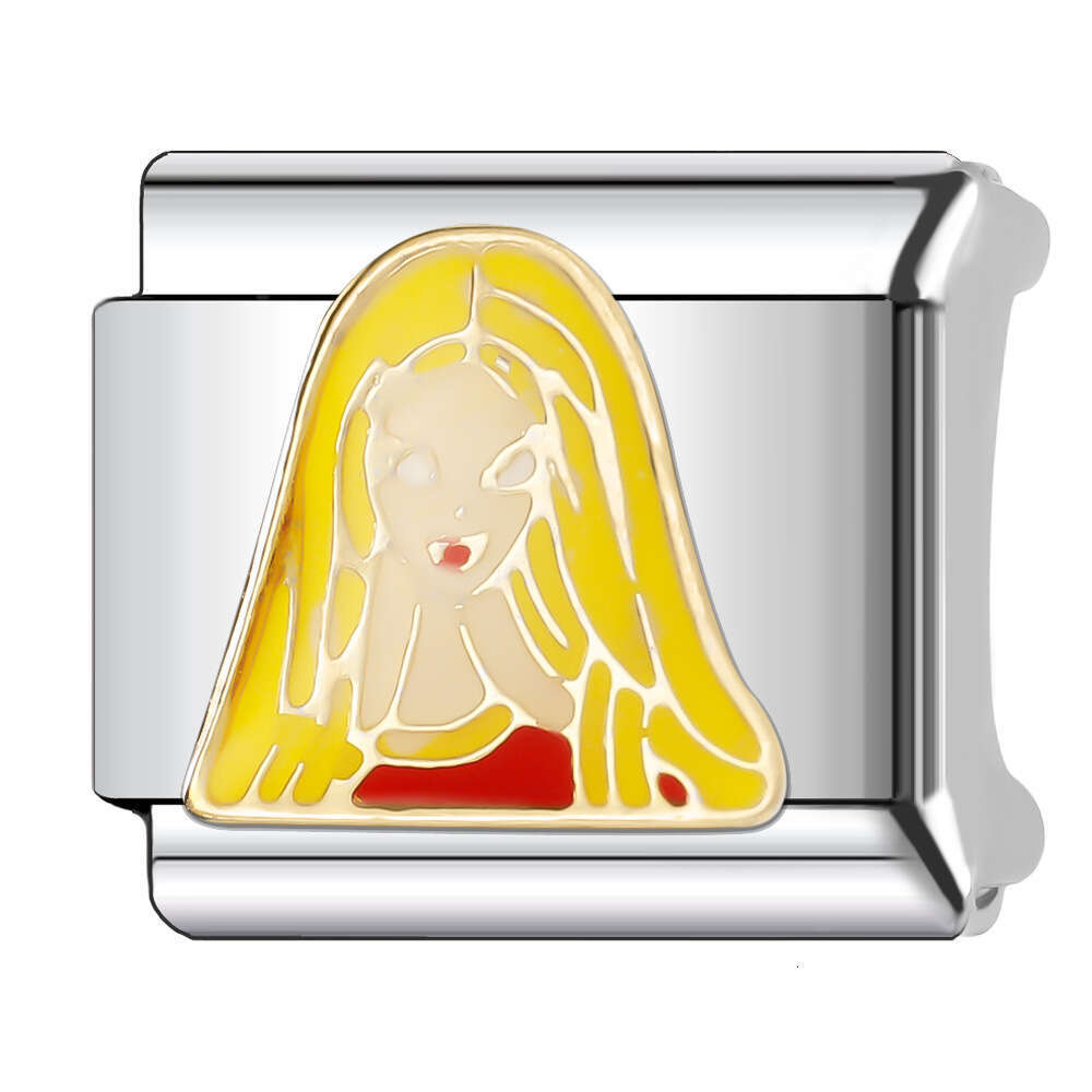 New Women's Gift yellow Bead Italian Charms Links Bangle Beads Fit 9mm Stainless Steel Bracelet Making DIY For Women Fashion Jewelry