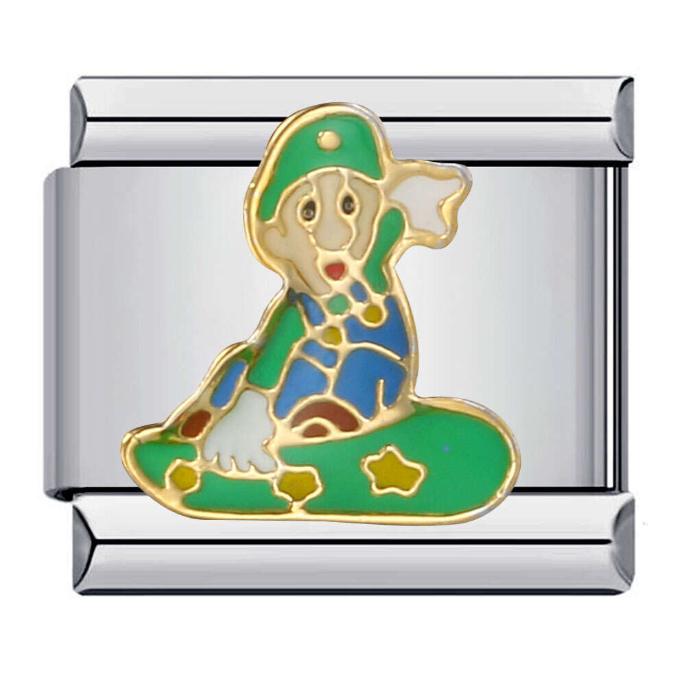 Classic Cartoon Character bead Titanium Gold Plated DIY Welding Pattern Bracelet Italian Charm Links Stainless Steel Fit 9mm Bracelet Jewelry DIY Maki
