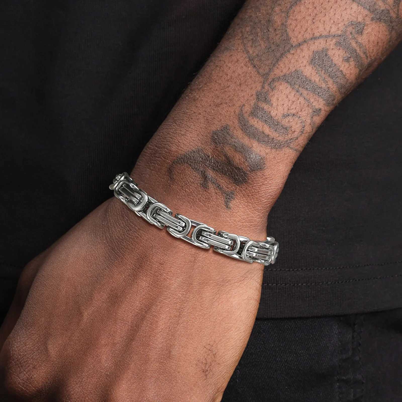 Mens Byzantine Chain Bracelet for Boys 4/5/6/8MM Wide Stainless Steel Link WristbandGifts for HimX240913