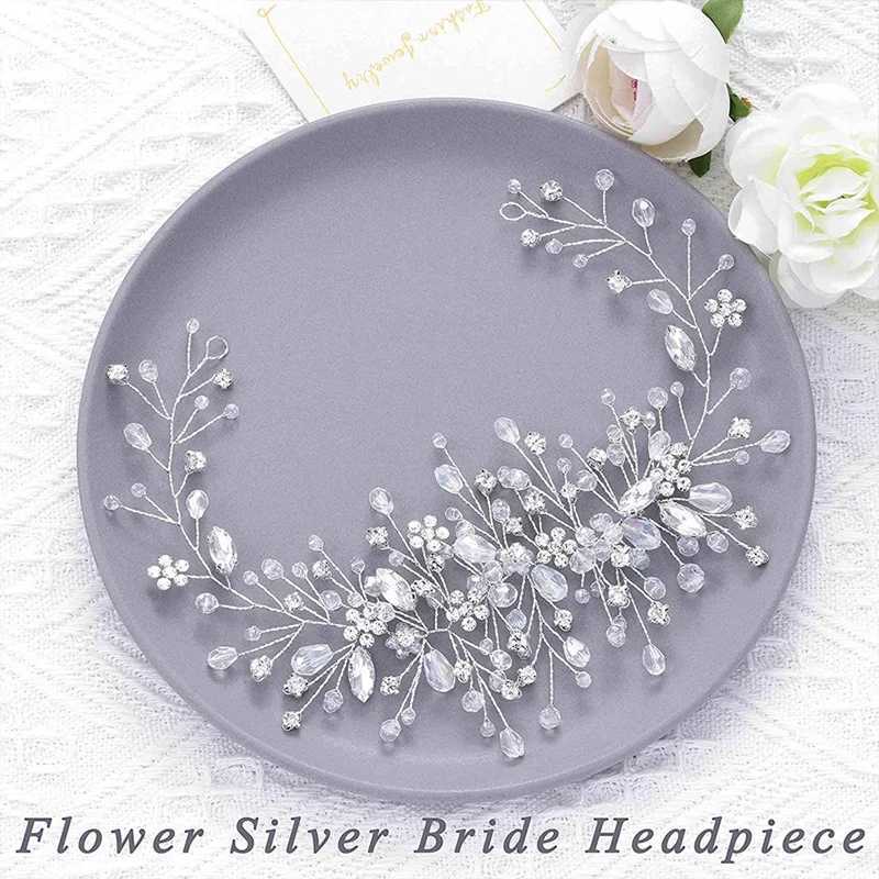 New Crystal Wedding Hairband Bridal Tiara Flower Headpiece Headband Women Bride Headdress Ornament Jewelry Hair Vine AccessoriesX240913