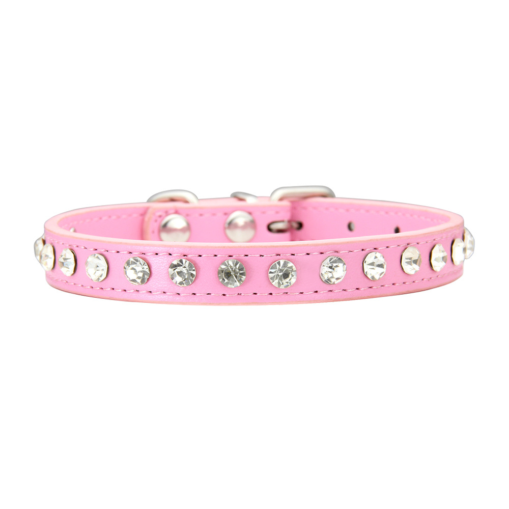 Stylish Rhinestone Necklace for Dogs Luxurious PU Leather Leash & Collar Combo