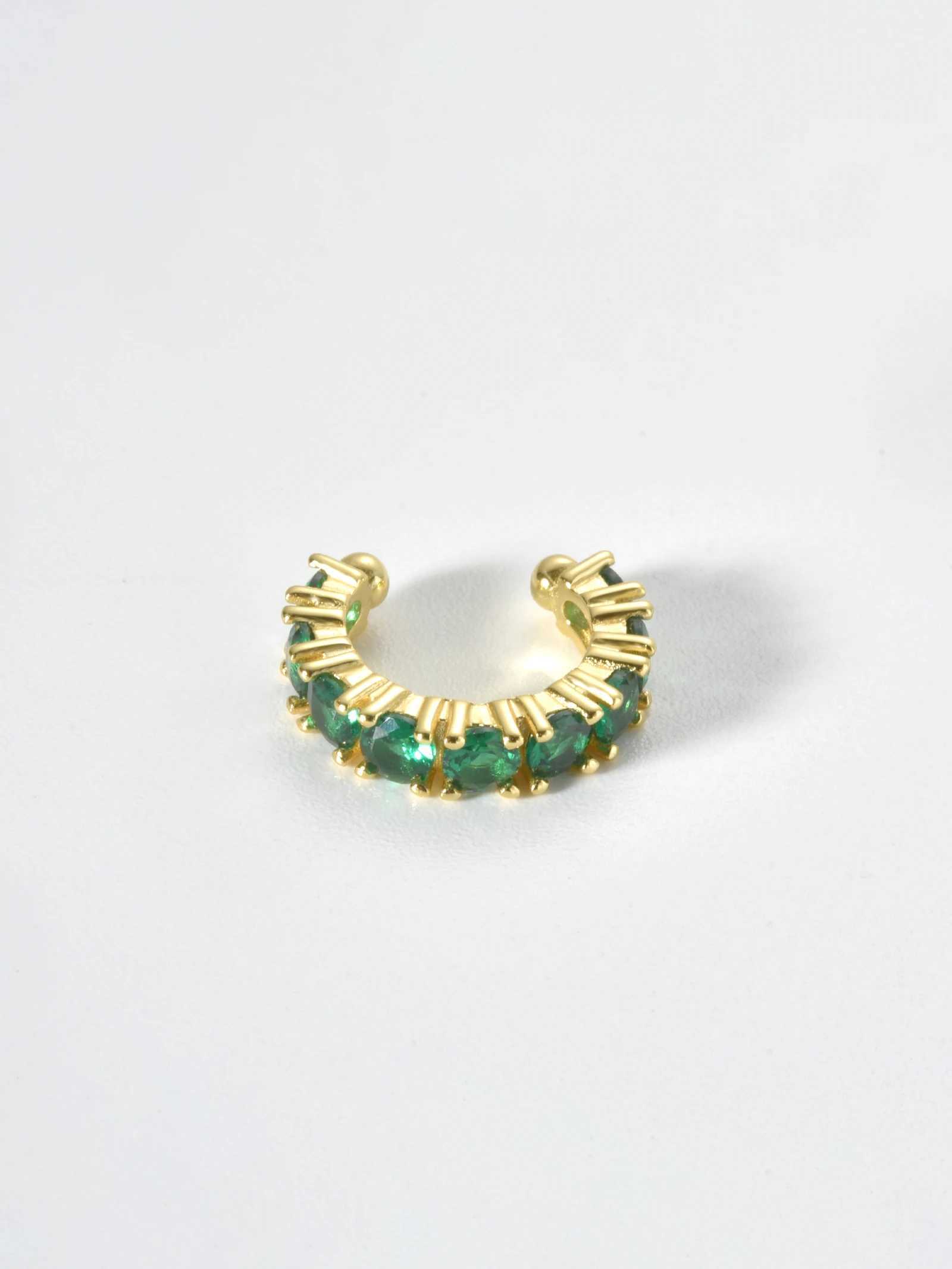 DPLAOPA 925 Sterling Silver Gold Circle CZ Zircon Rock Punk Earcuff Cuff Earring No Piercing Clips Fine JewelryX240913