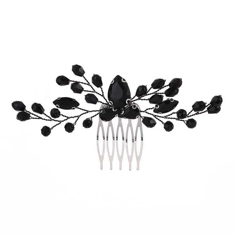 Fashion Side Hair Coombs Tiaras For Women Black Rhinestone Hairpin Hair Clips Girls Daily Headwear Fashion Wedding Bride JewelryX240913