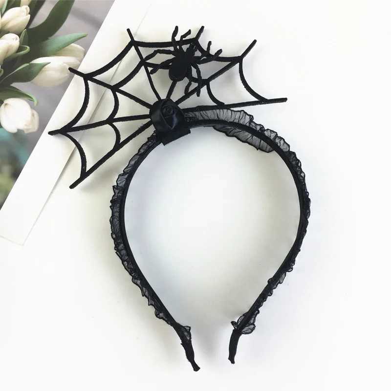 Headbands Halloween Headband Funny Web Gauze Spider Holiday Party Hair Accessories Witch Hat Headdress Festive H240913