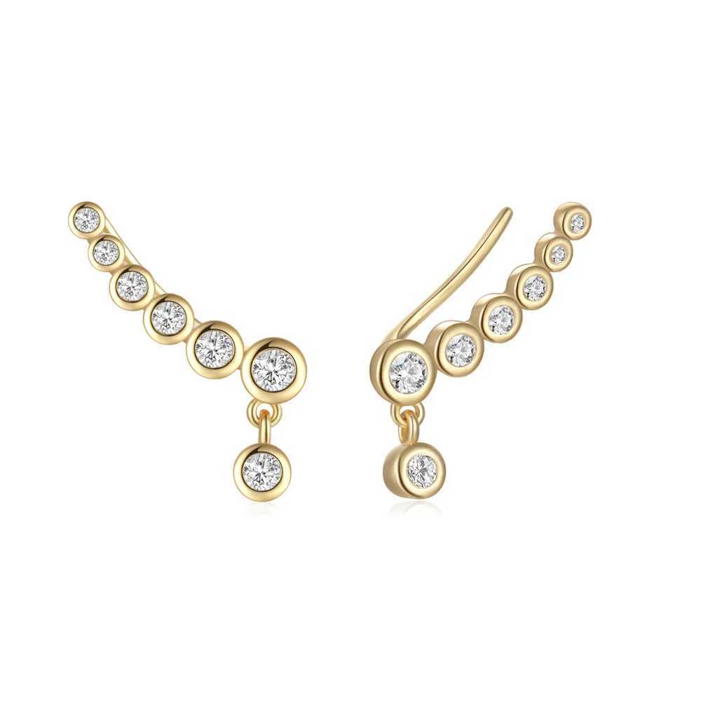 BOAKO S925 Sterling Silver Irregular Single Row Zircon Pendant Ear Clip Earrings For Women Men Simple Ear Cuff Party JewelryX240913