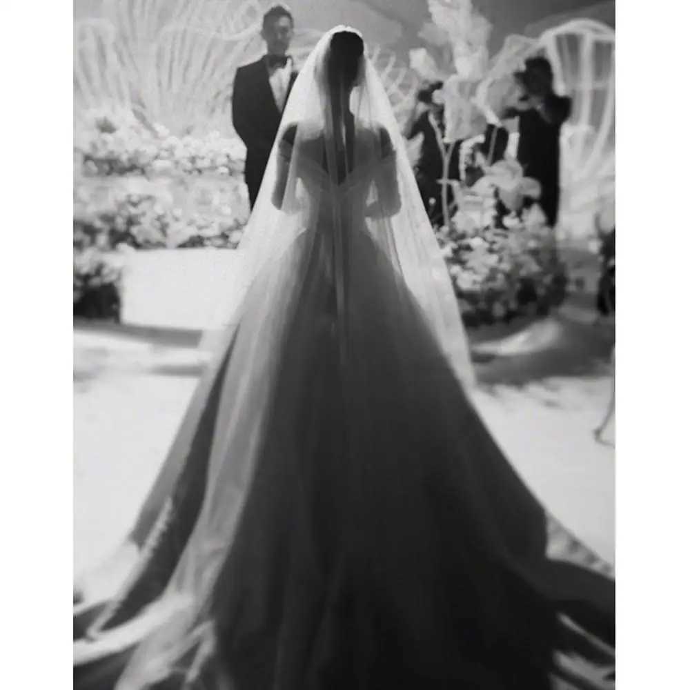 Ribbon Edge Wedding Veils Tulle Long Bridal Veil Two Layer Bridal Veil Long Bridal Party Veils Wedding AccessoriesX240913